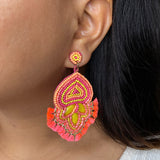 Neon Pink Abstract Earrings