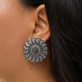Flower Power Black Ear Studs