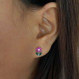 Ruby Flower Stick Ear Studs