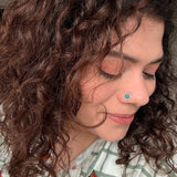 Turq Flower Nose Pin