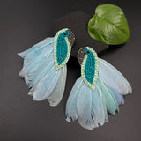 Turq Feather Birdie Earrings