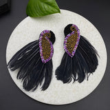Black & Plum Birdie Earrings
