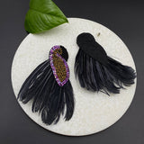 Black & Plum Birdie Earrings