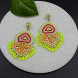 Neon Green Abstract Earrings