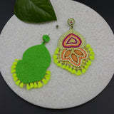 Neon Green Abstract Earrings