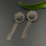 Black Chakra With Dainty Chain Earrings