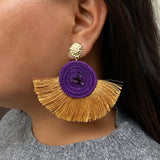 Gold & Purple Tassel Earrings