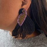 Black & Plum Birdie Earrings