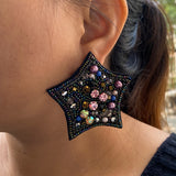 Embroidered Star Ear Studs