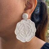 White Rose Earrings