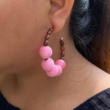 Pink Beaded Hoops