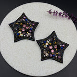 Embroidered Star Ear Studs