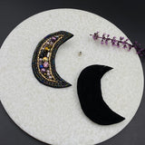 Embroidered Crescent Moon Ear Studs