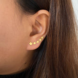 Gold Plated Star Crawler Earrings