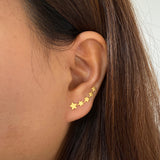 Gold Plated Star Crawler Earrings