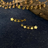 Gold Plated Star Crawler Earrings