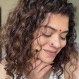 Silver Red Flower Nose Pin