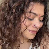 Silver Red Flower Nose Pin