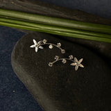 Silver Flower Crawler Earrings