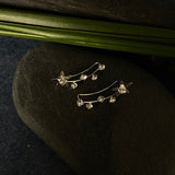 Silver Flower Crawler Earrings