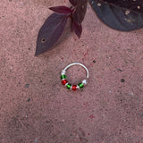 Green & Deep Red Beads Nose Ring (8.56mm)