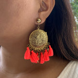 Pop Orange With Charm Earrings