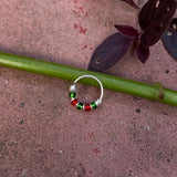 Green & Deep Red Beads Nose Ring (8.56mm)