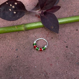 Green & Deep Red Beads Nose Ring (8.56mm)