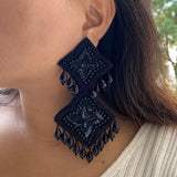 Black Pearl Dust Earrings (double layered)