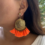 Pop Orange Tassel Earrings