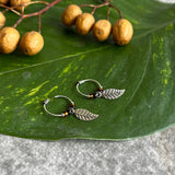 Black Beads Feather Helix Rings
