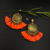 Pop Orange Tassel Earrings