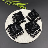 Black Pearl Dust Earrings (double layered)
