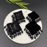 Black Pearl Dust Earrings (double layered)