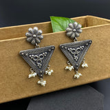 Silver Flower Vase Earrings