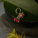 Red Star With Red Beads Nose Pin