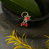 Red Star With Red Beads Nose Pin