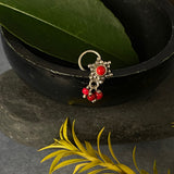 Red Star With Red Beads Nose Pin