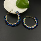 Turquoise Bugle Glass Beads Earrings