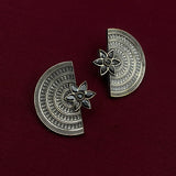 Flower In Crescent Earrings (Black)