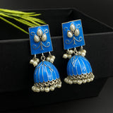 Turquoise Kundan Jhumkis
