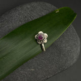 Ruby Flower Nose Clip-On