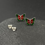 Red Trippy Butterfly Ear Studs