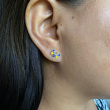 Blue & Yellow Petals Ear Studs
