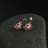 Crescent Deep Red Ear Studs
