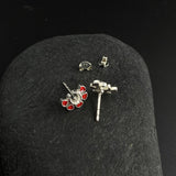 Crescent Deep Red Ear Studs