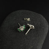 Crescent With Green Petals Ear Studs