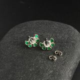 Crescent With Green Petals Ear Studs