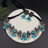 Turquoise Peacock Choker & Earrings Set