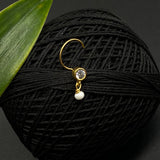 Tiny Zircon With Pearl Droplet (Gold Plated)